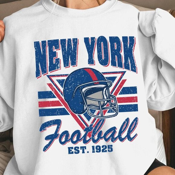 Vintage New York Giant Football Crewneck Sweatshirt, 90s NFL NY Giant Shirt Tee - Picture 1 of 2